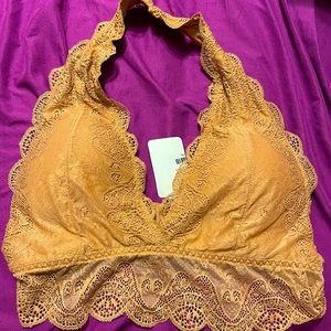 Lace halter bralette-1X-Camel